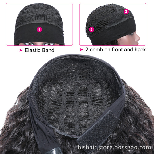 Wholesale from China body wave hair wigs vendor 100% unprocessed virgin Brazilian Body Wave human hair with handbands wigs